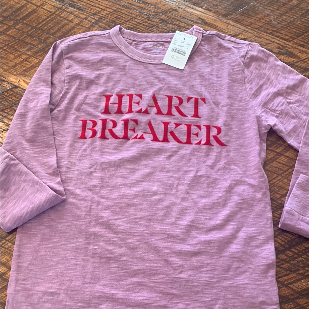 Brand New. J Crew (Crewcuts Kids) Pink Heart Breaker Shirt